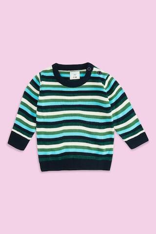 multi-coloured stripe winter wear full sleeves round neck baby sweater
