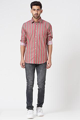 multi-coloured striped shirt