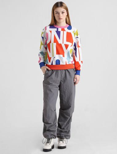 multi-coloured typographic logo sweatshirt