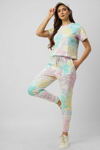 multi-coloured yarn dyed ankle-length casual women comfort fit jogger pants