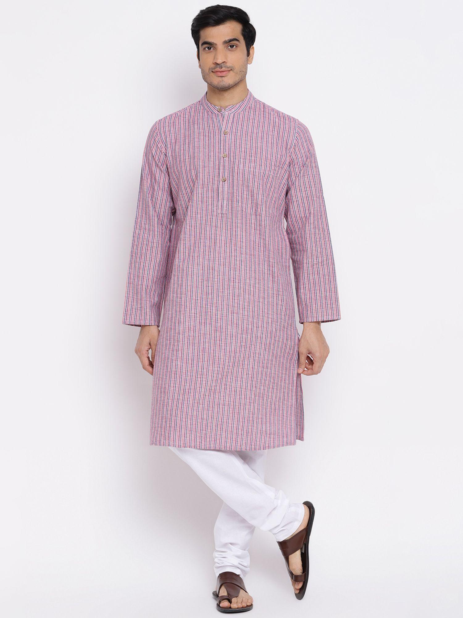 multi cotton striped long kurta