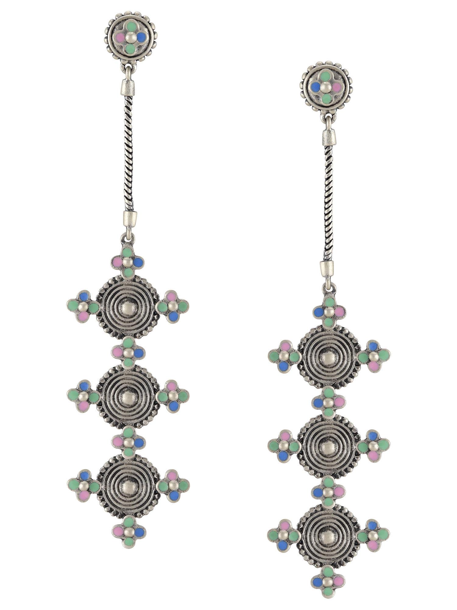 multi enamel coin drop chandrika earrings