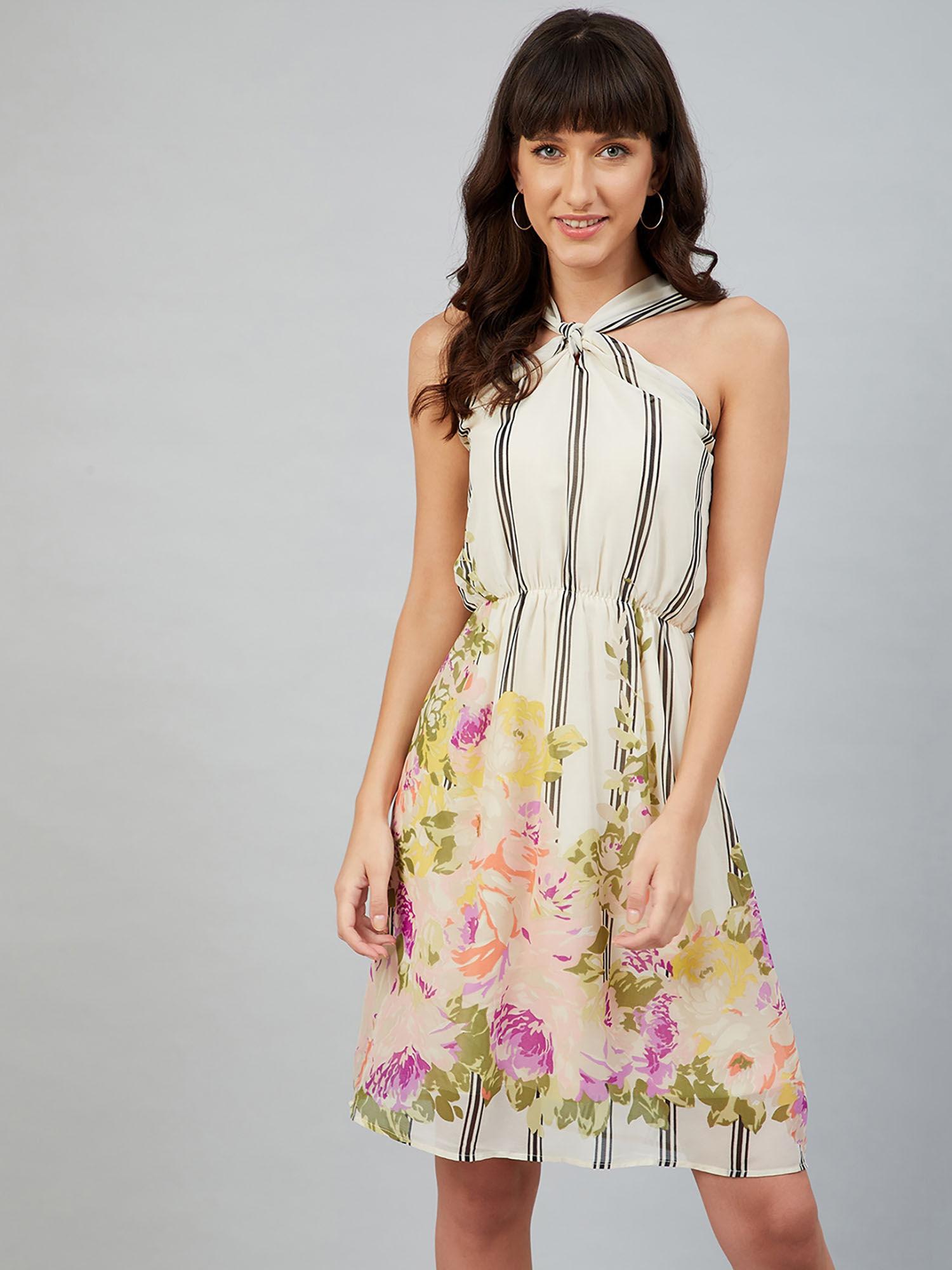 multi floral a-line mini dress