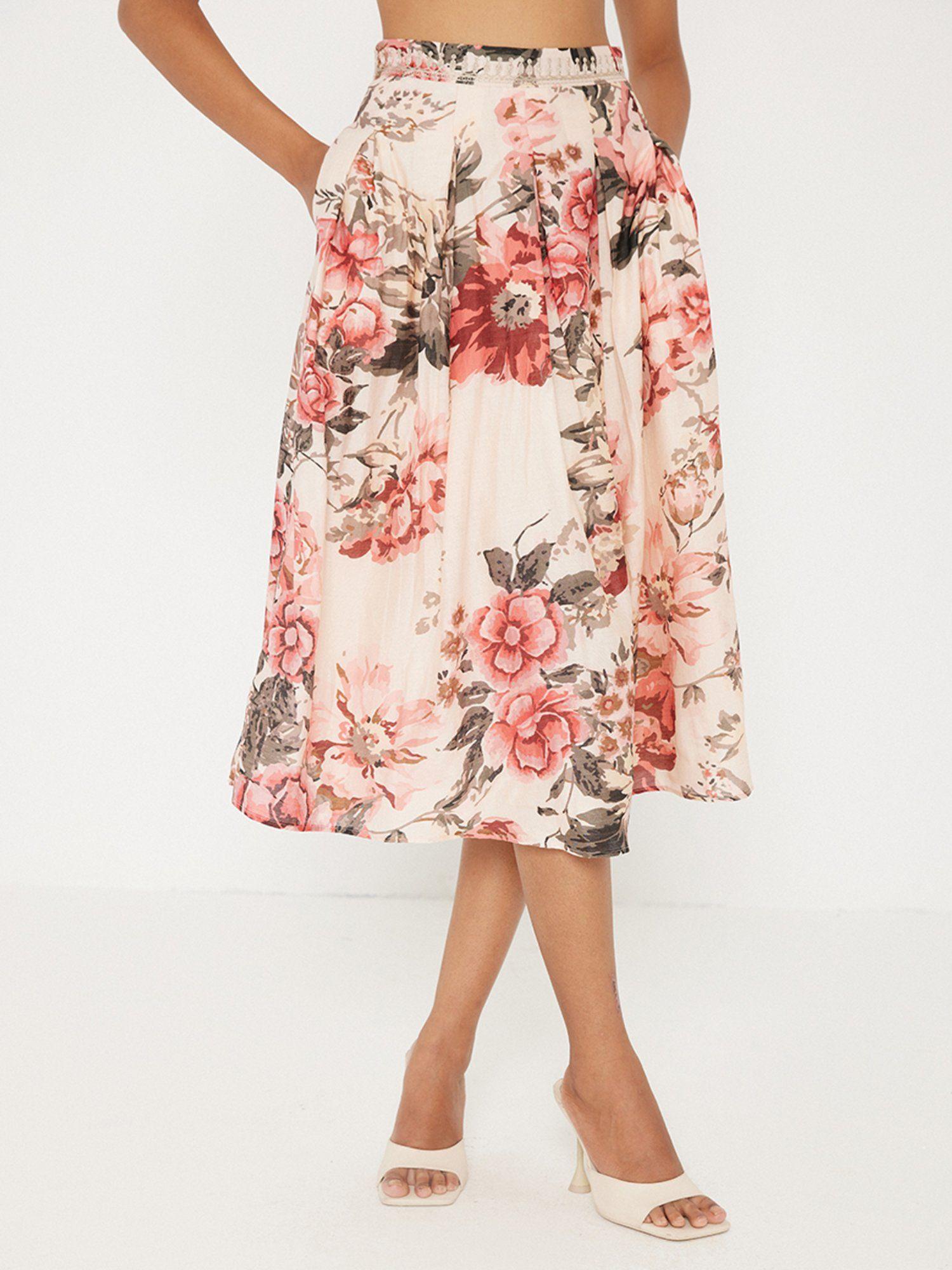 multi floral printed skirt
