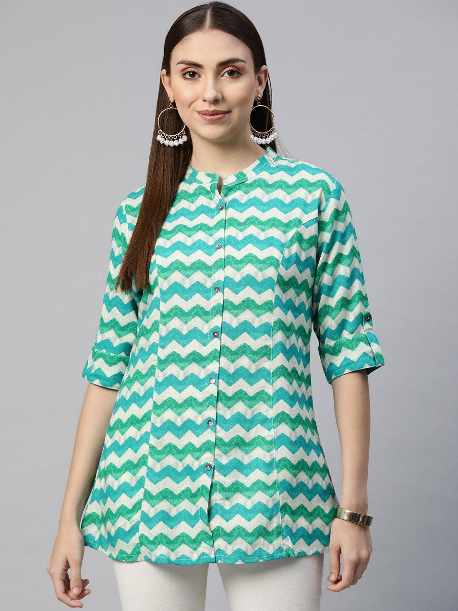 multi geometric rayon a-line shirt style top