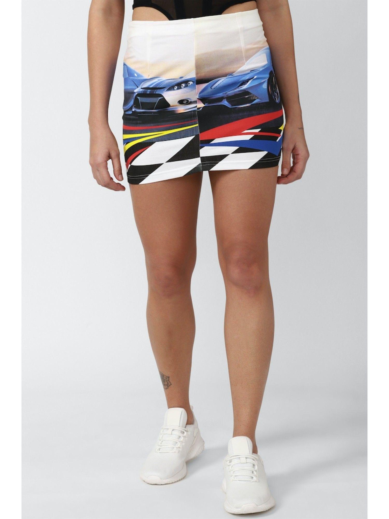 multi graphic mini skirt