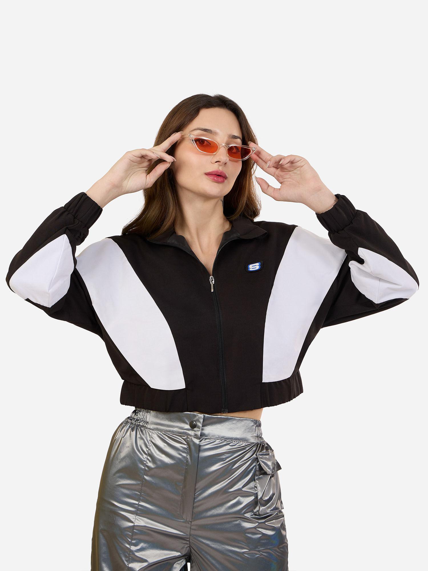 multi panelled bomber jacket