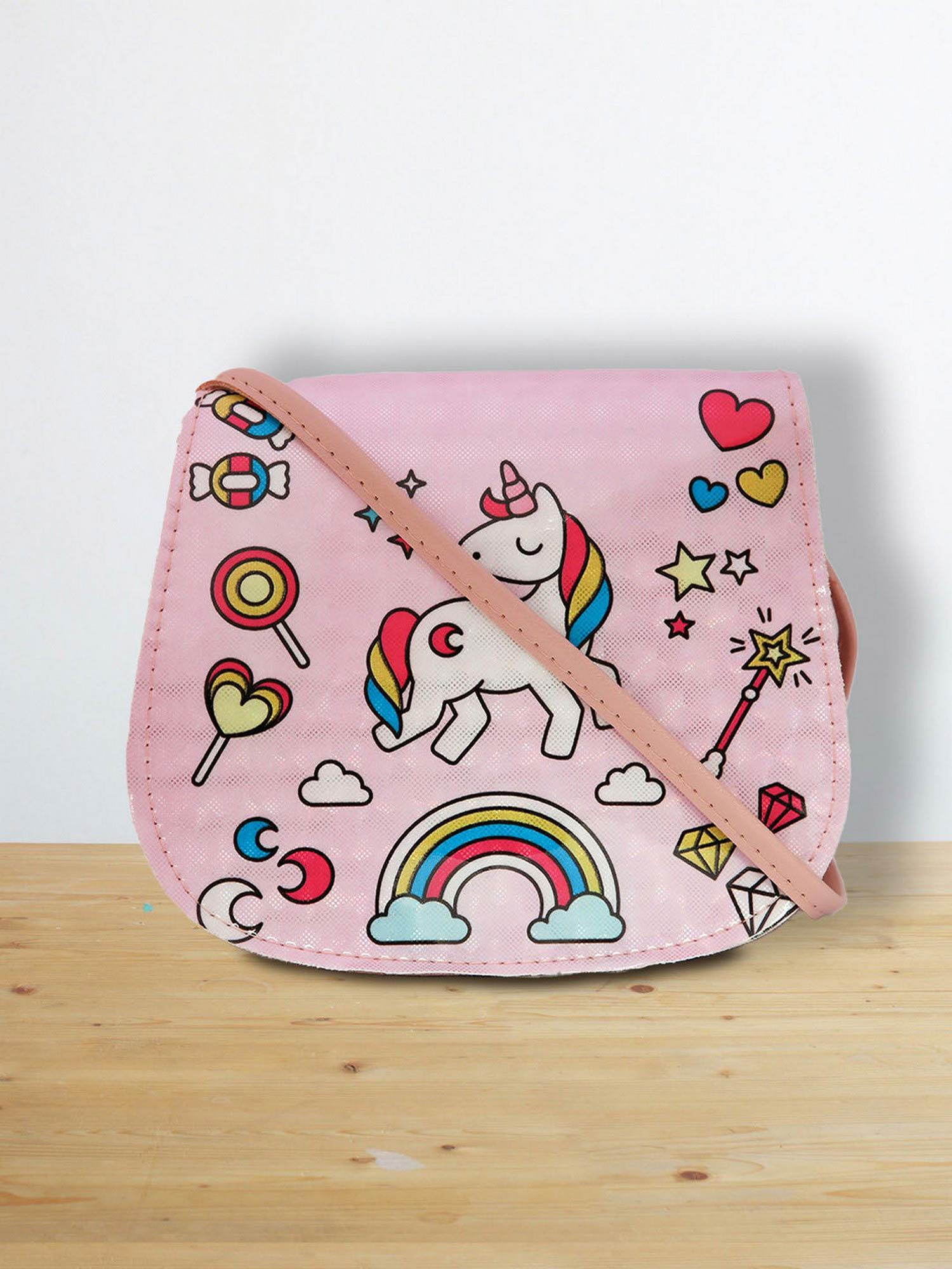 multi pu unicorn rainbow design sling bags for kids