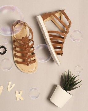 multi-strap flat sandals with zip-fastening
