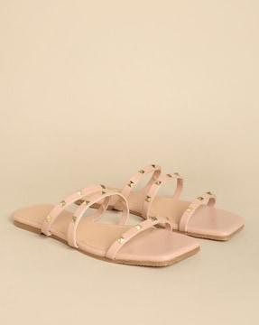 multi-strap sandals with metal accent