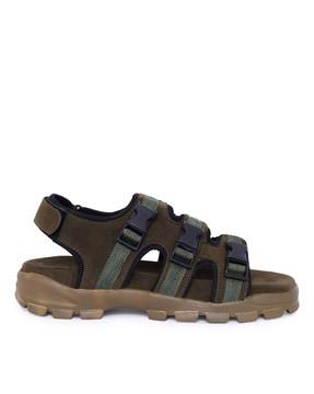 multi-strap sandals with velcro fastening