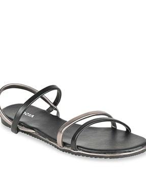 multi-strap sling-back flat sandals