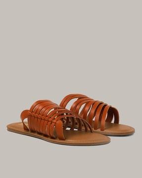 multi-strap slip-on flat sandals