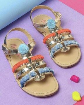 multi-straps flat sandals with velcro-fastening