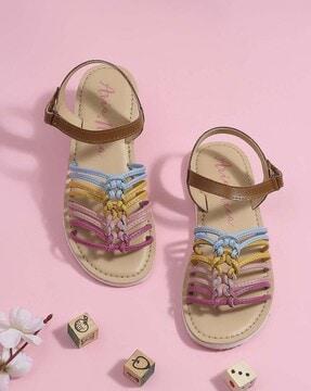 multi-straps flat sandals with velcro-fastening