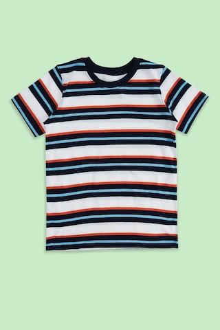 multi stripe casual half sleeves round neck boys regular fit t-shirt