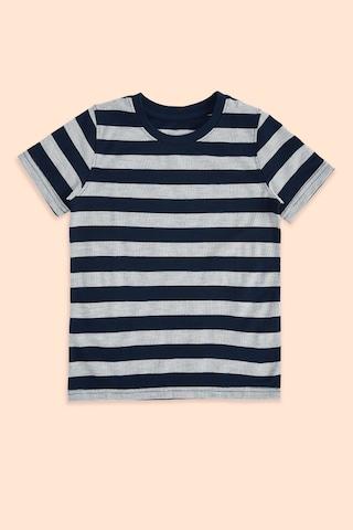 multi stripe casual half sleeves round neck boys regular fit t-shirt