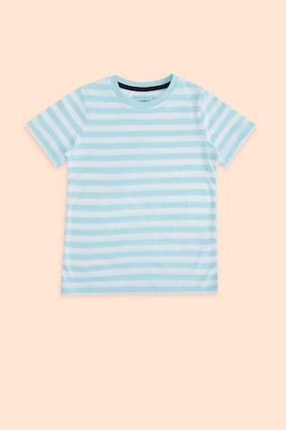 multi stripe casual half sleeves round neck boys regular fit t-shirt