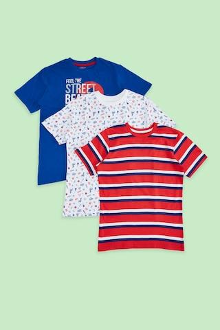 multi stripe casual short sleeves round neck boys regular fit t-shirt