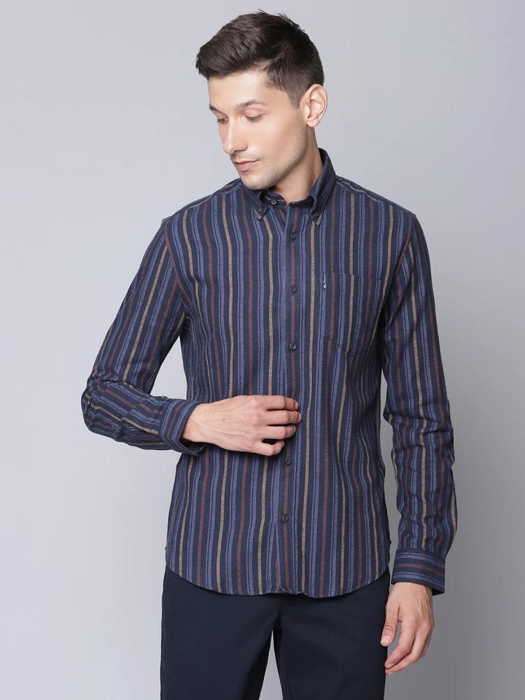 multi striped collar shirt