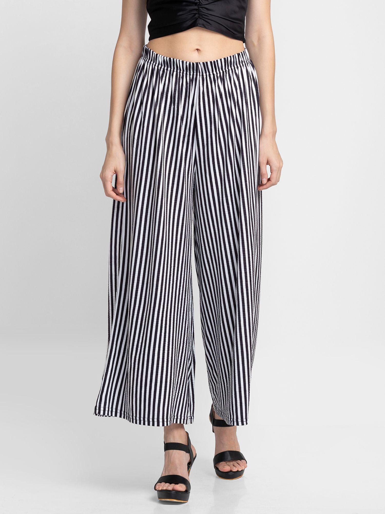 multi striped flared trousers