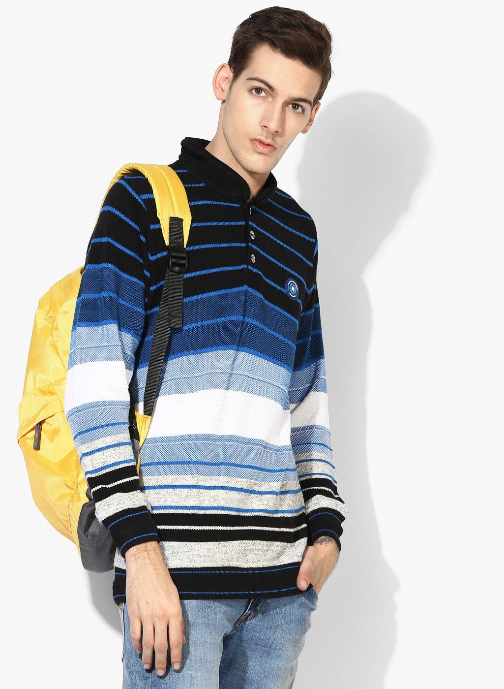multi striped high neck sweater