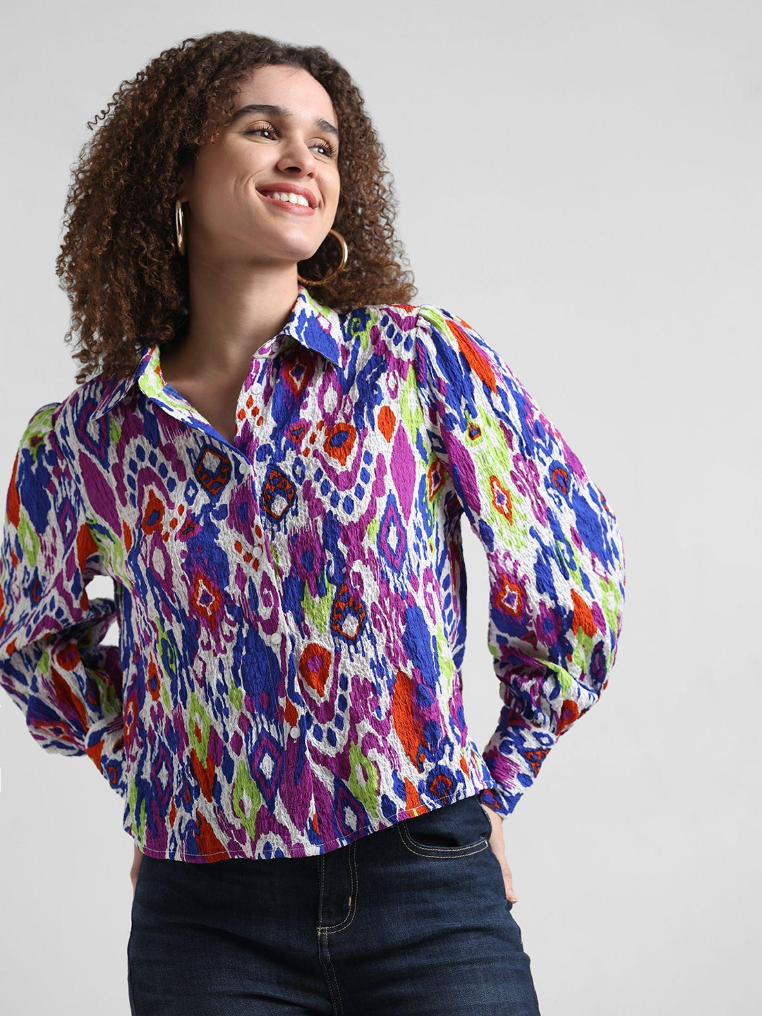 multicolor abstract print shirt