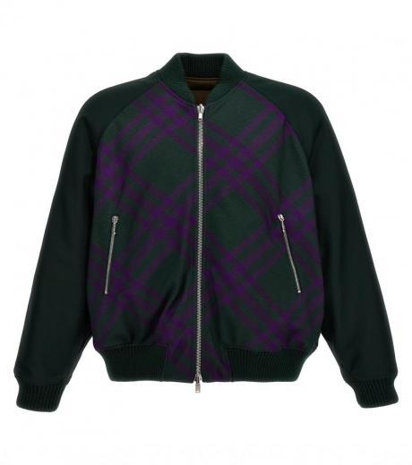 multicolor check reversible bomber jacket