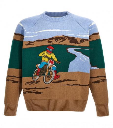 multicolor jacquard pattern sweater