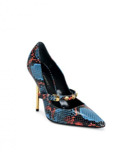 multicolor snake print heels