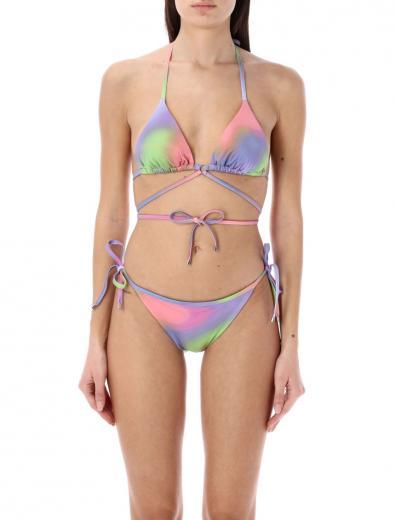 multicolor abstract-print bikini