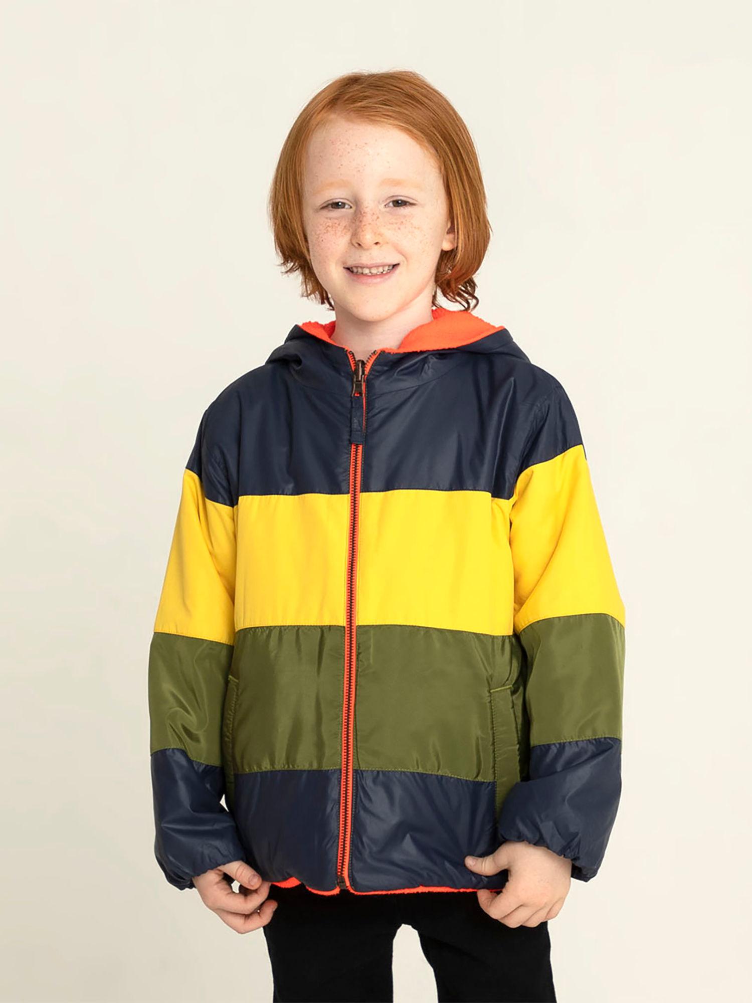 multicolor colorblock polyester cozy reversible jacket