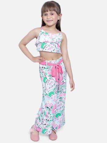 multicolor coloured printed westernwear girls (set of 2)