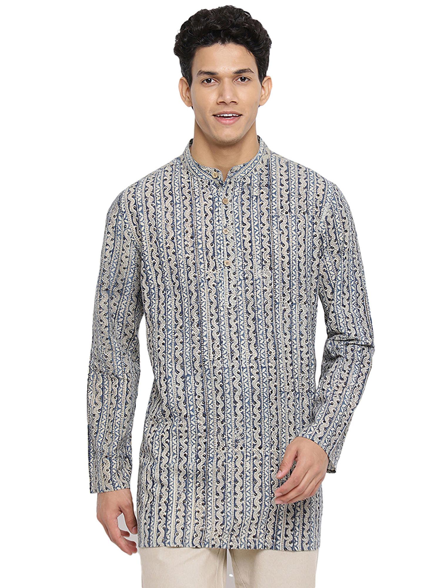 multicolor cotton printed short kurta