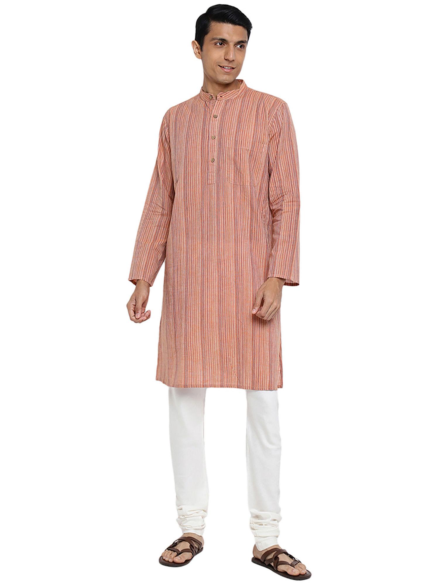 multicolor cotton striped long kurta