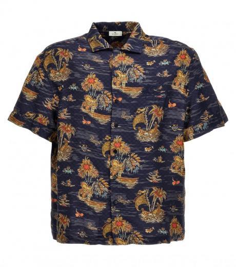 multicolor embroidered logo print shirt