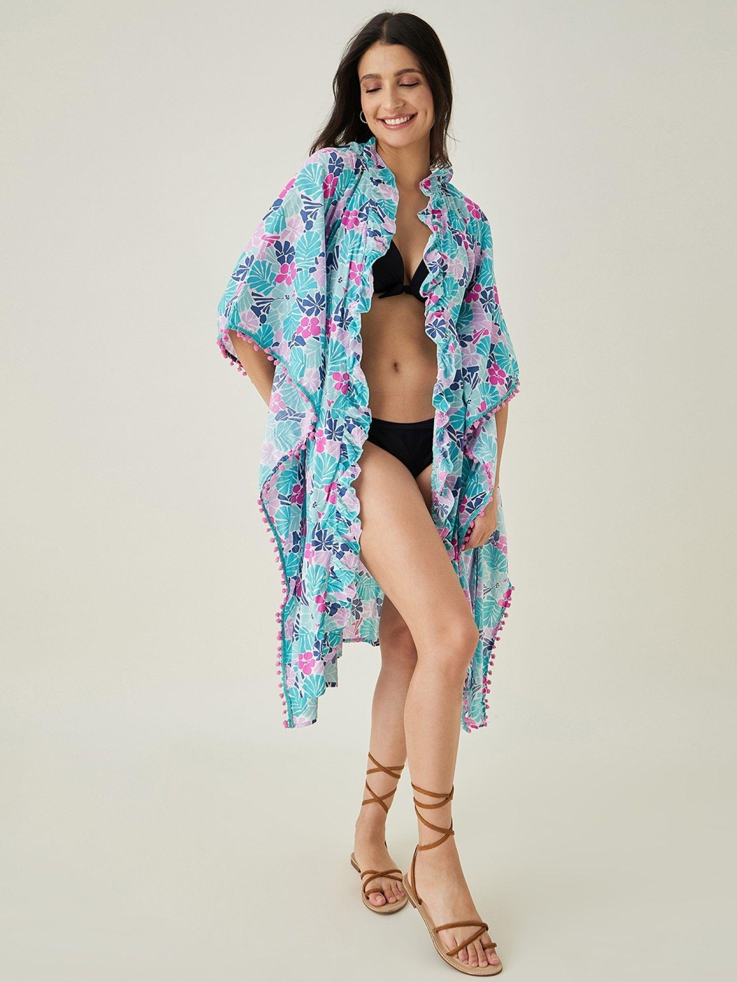 multicolor floral printed resort cover-up