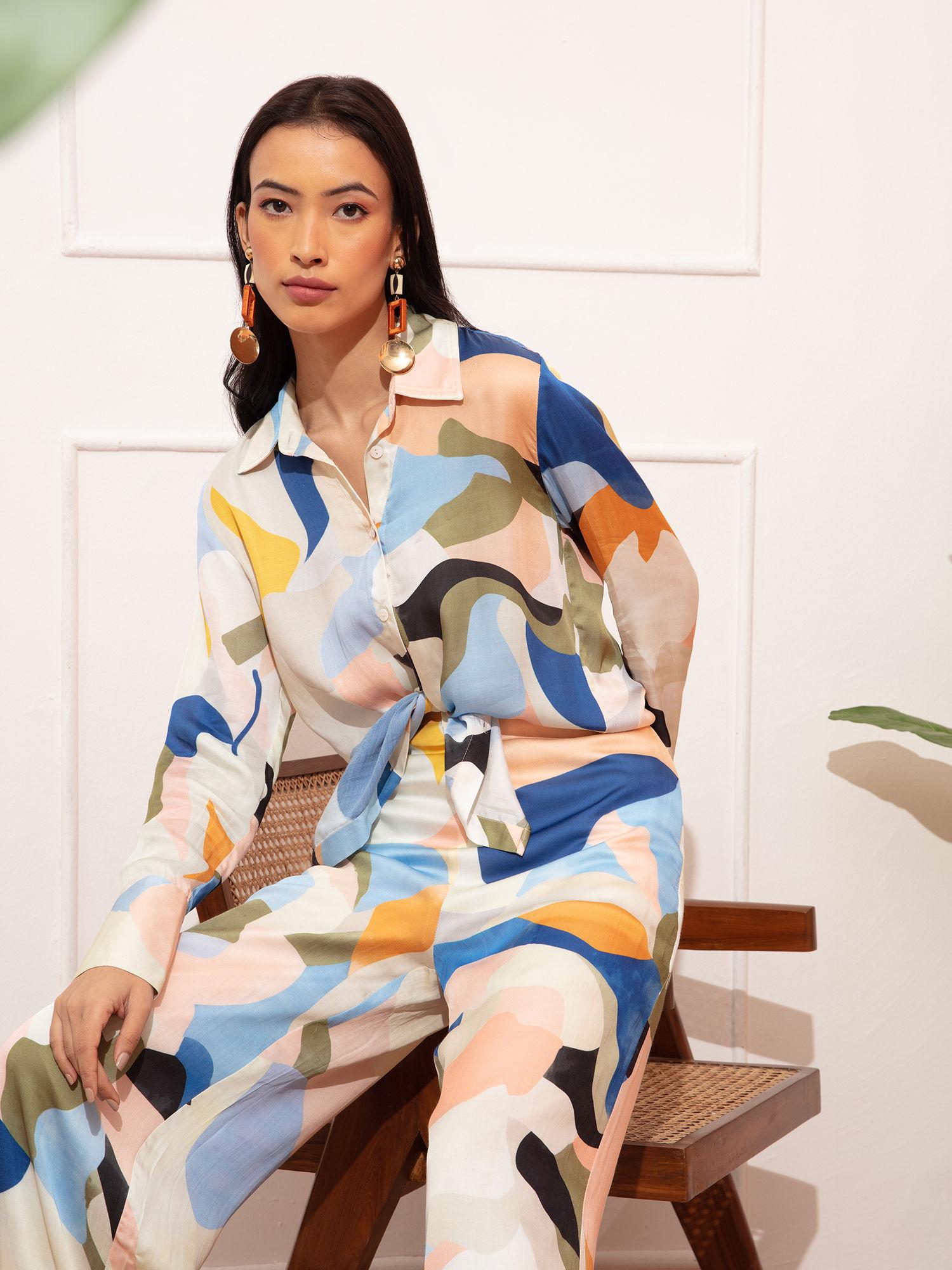 multicolor full sleeves abstract shirt