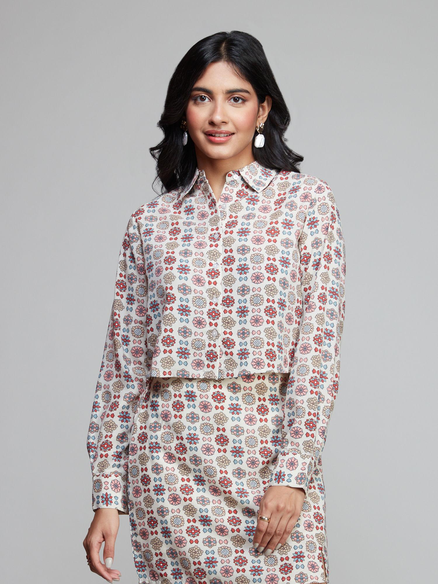 multicolor full sleeves floral print shirt