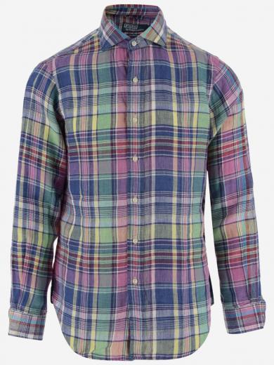 multicolor linen shirt with check pattern