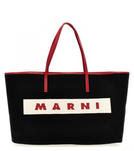 multicolor logo canvas shopping bag