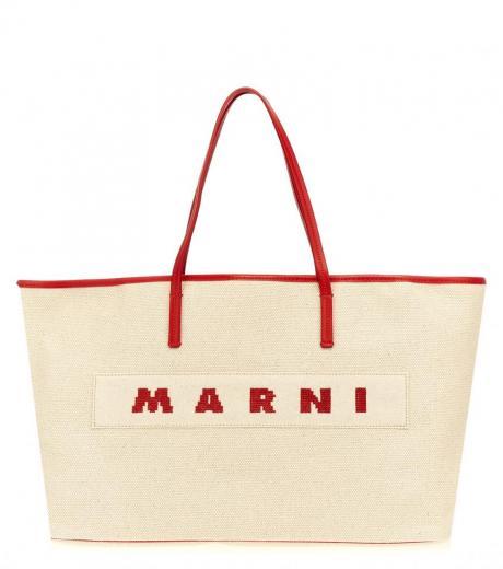 multicolor logo canvas shopping bag