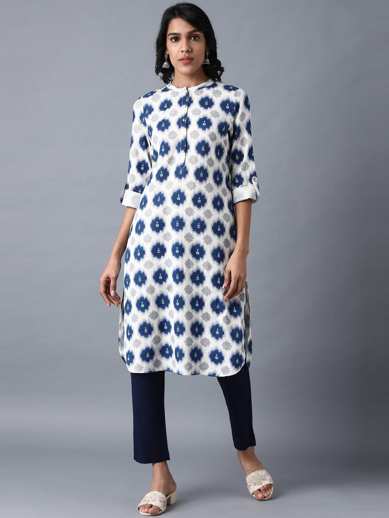 multicolor mandarin neck printed kurta