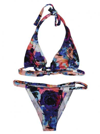 multicolor miami printed bikini set