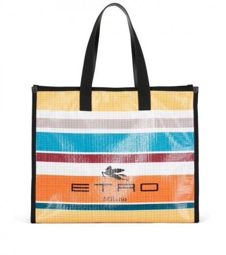 multicolor multi color nylon striped tote bag