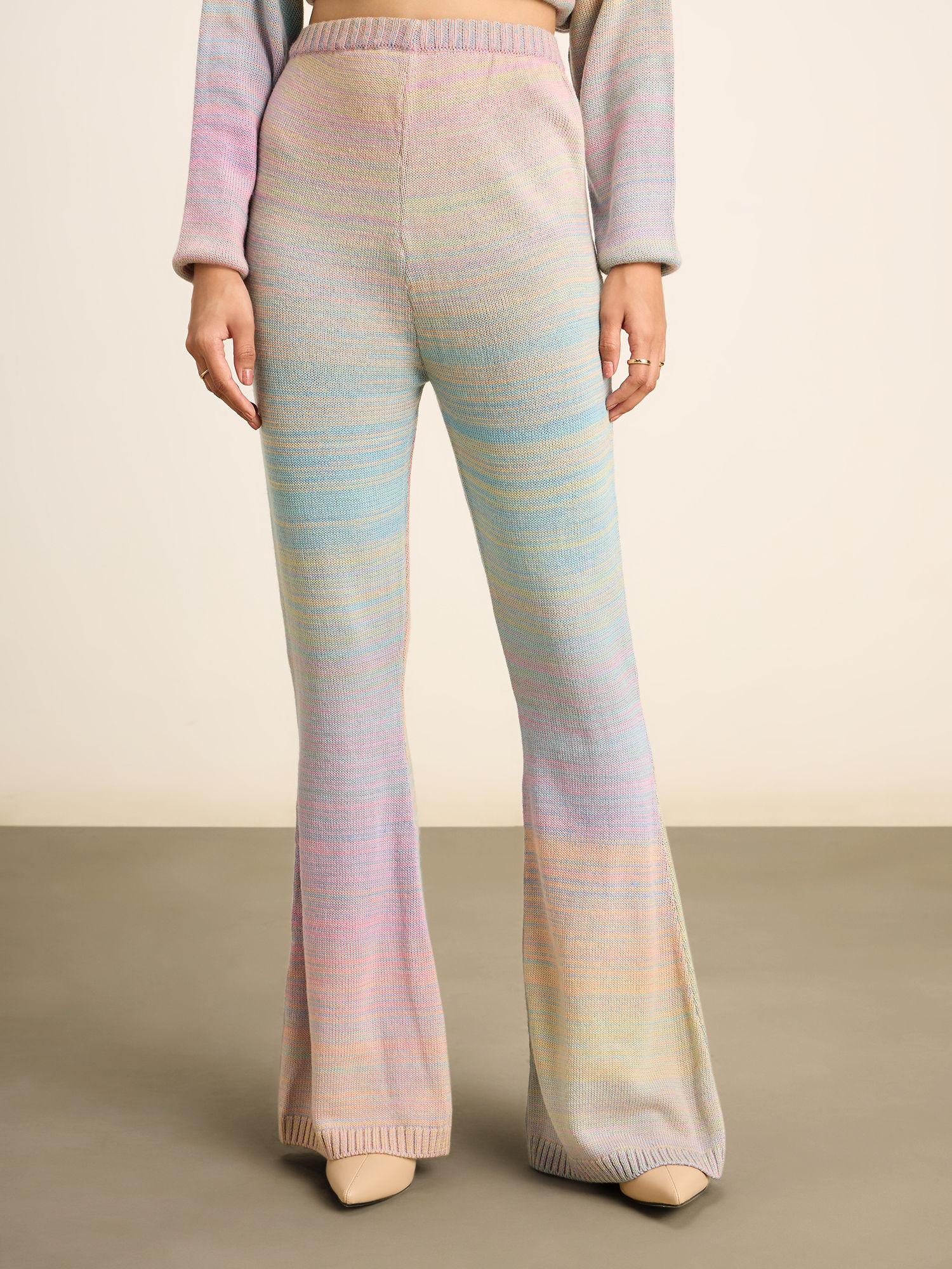 multicolor ombre fitted bootcut sweater pants