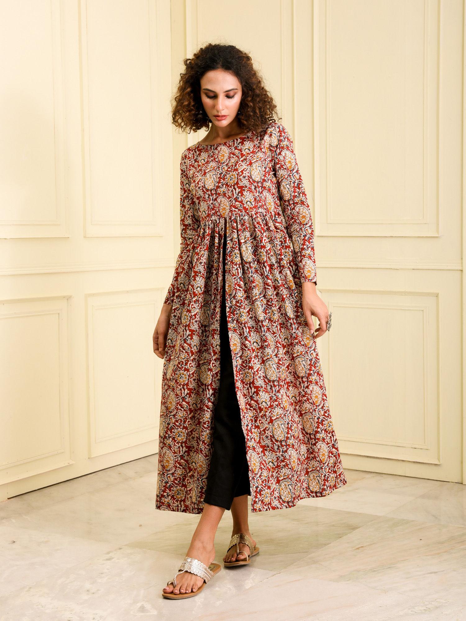 multicolor organic cotton kalamkari print kurta