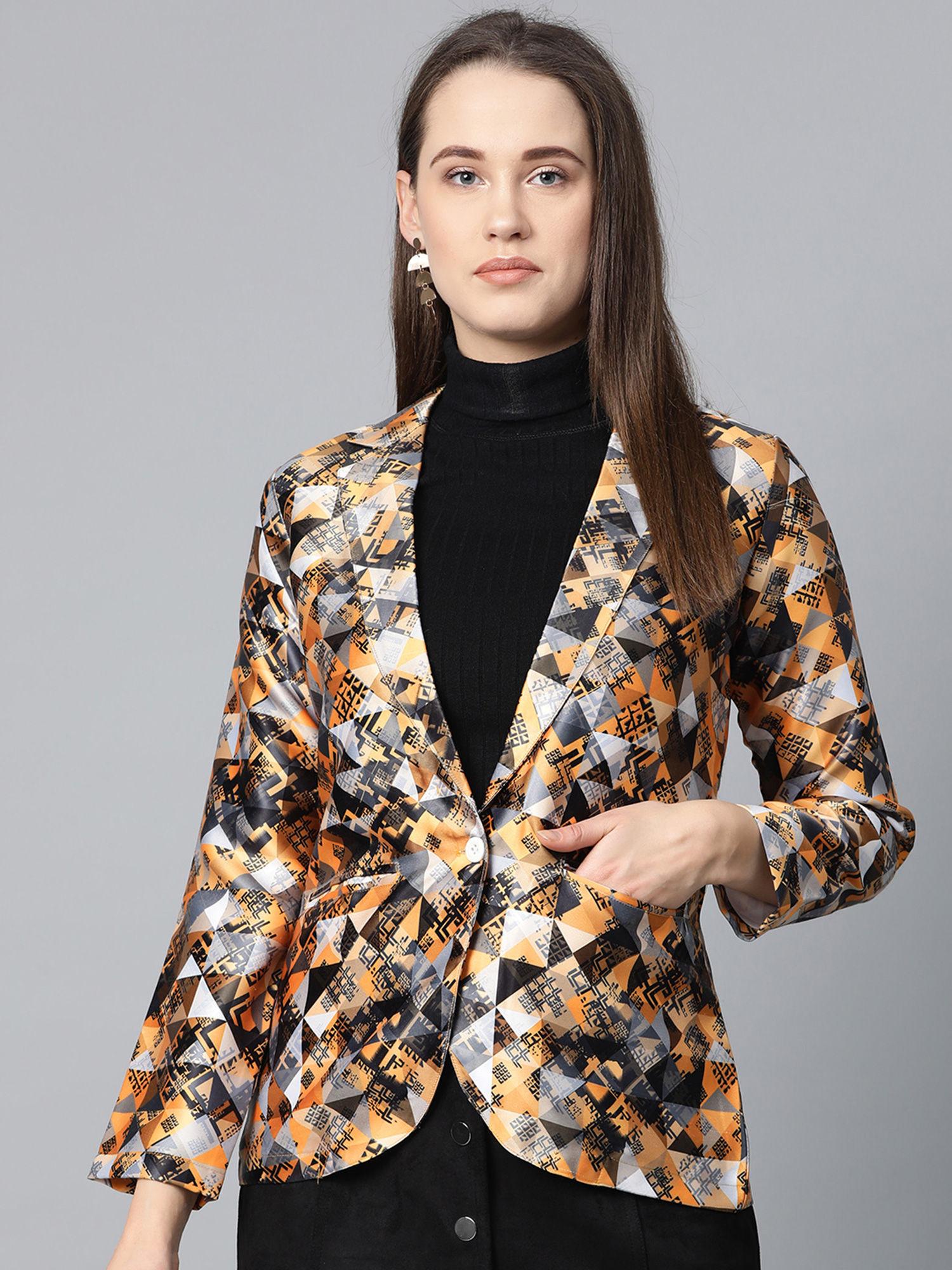 multicolor printed blazer