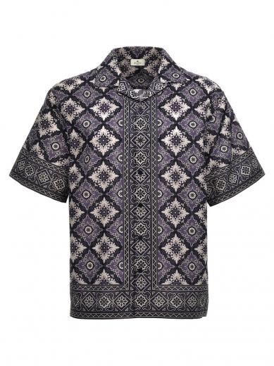 multicolor printed bowling shirt