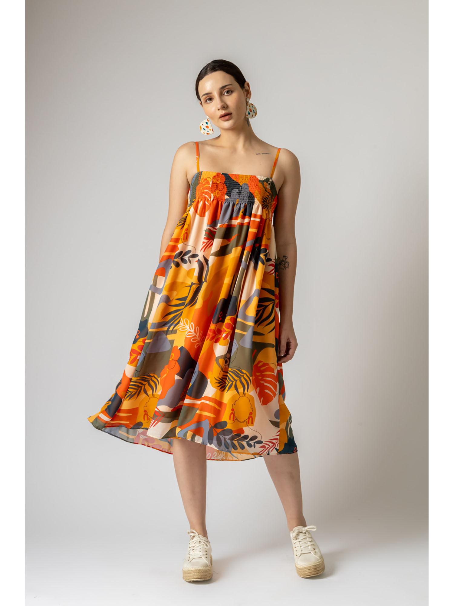 multicolor printed ella strappy dress